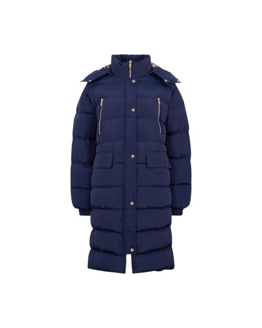 Roberto Cavalli Marble Print Down Jacket in het Blue