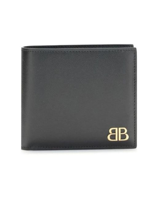 Balenciaga Compacte Leren Portemonnee Met Kaartsleuven in het Black voor heren