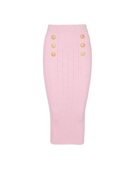 Midi Skirts Balmain de color Pink