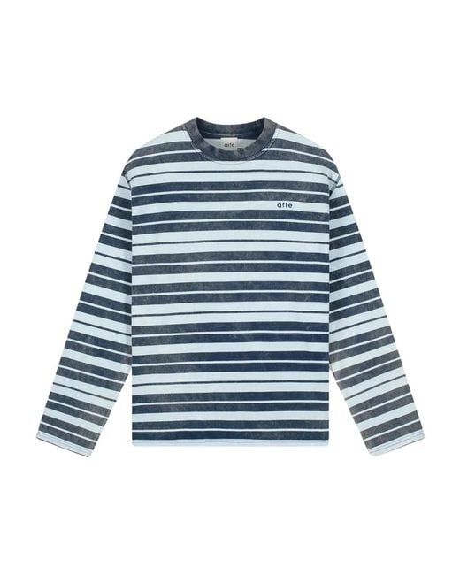 Arte' Sunfade Striped Longsleeve in het Blue voor heren