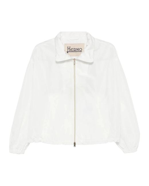 Herno Jassen ,Wit ,Polyester Drawstring Collar Jacket in het White