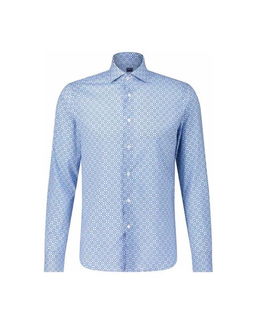 Camicia in cotone con stampa primavera/estate di Fedeli in Blue da Uomo