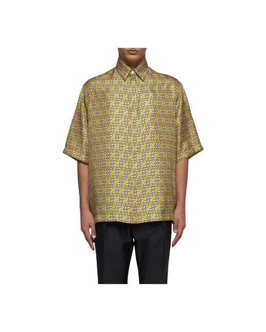 Fendi Seidenhemd Mit Geometrischem Muster Stylische Passform in Green für Herren