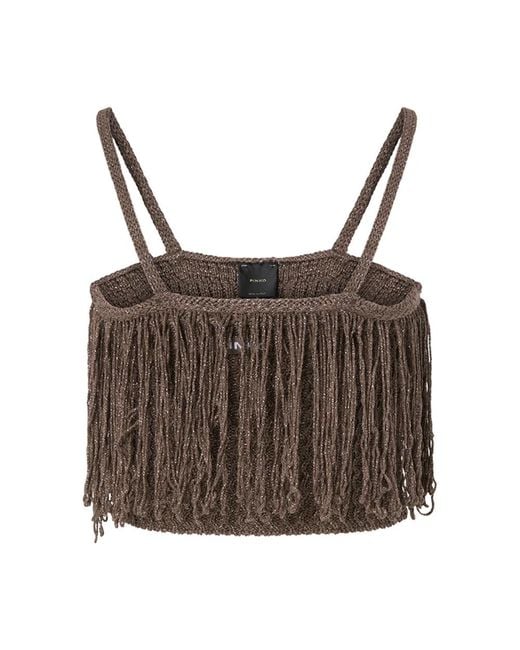 Pinko Brown Sleeveless Tops