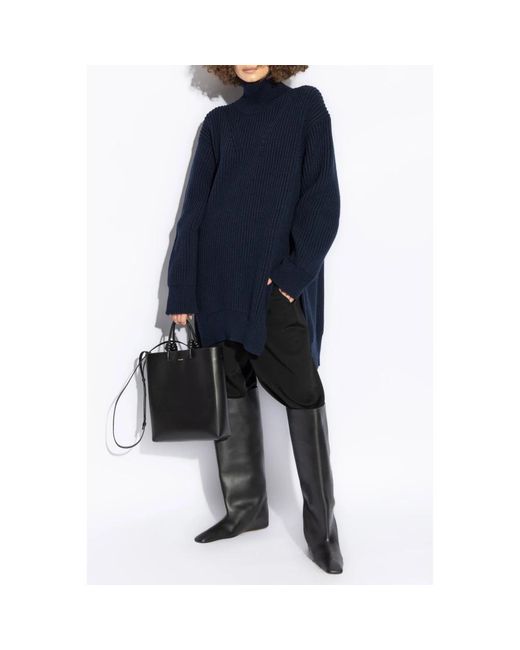 Jil Sander Truien & Vesten ,Blauw ,Wol Wollen Coltrui in het Blue