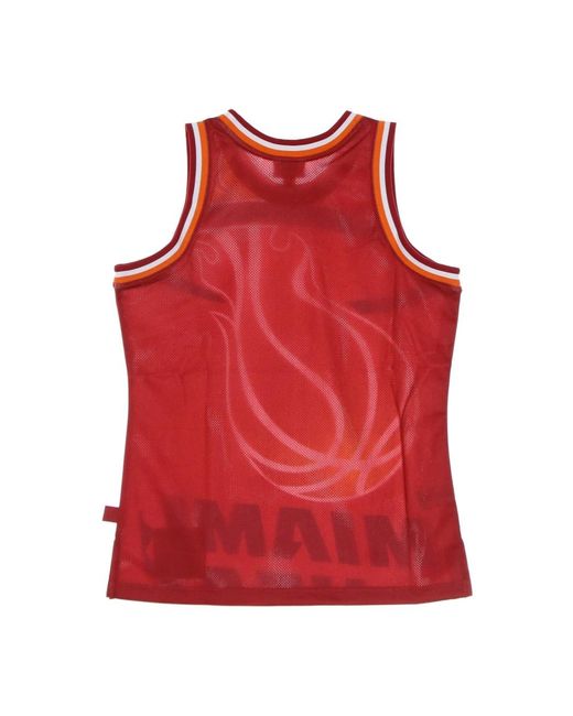 Mitchell & Ness Fitness ,Veelkleurig ,Polyester Miami Heat Basketbal Tanktop in het Red voor heren