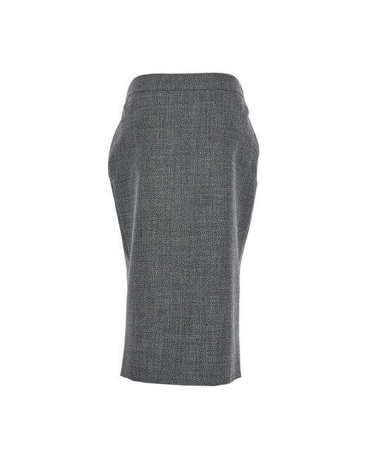 Alexander McQueen Gray Grauer Wollrock Vorne Mit Knopfleiste