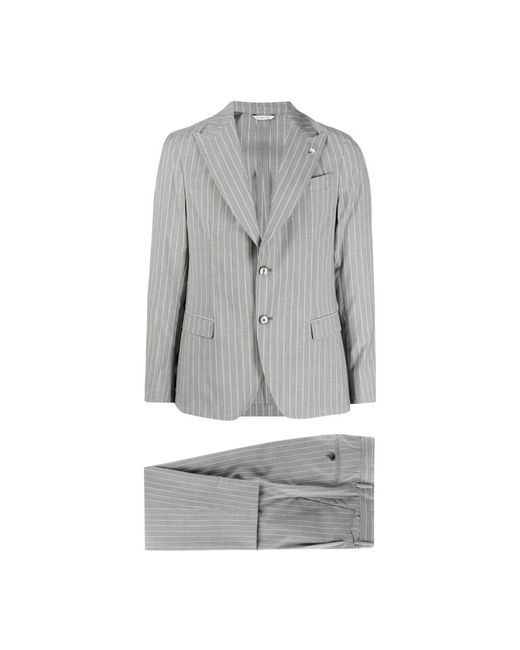 Manuel Ritz Gray Single Breasted Suits for men