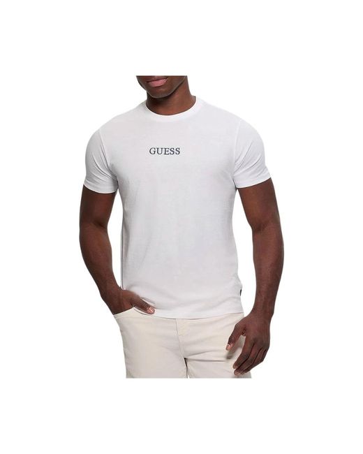 Guess Korte Mouwen Ronde Hals Slim Fit Tee in het White voor heren