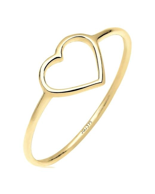Elli Jewelry Gouden Hart Ring Stijlvol Trendy Sieraden in het Metallic