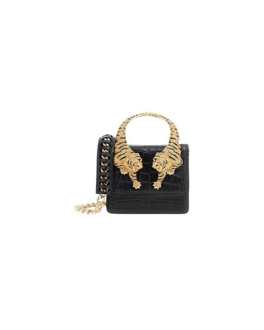 Roberto Cavalli Black Stilvolle medium roar tasche