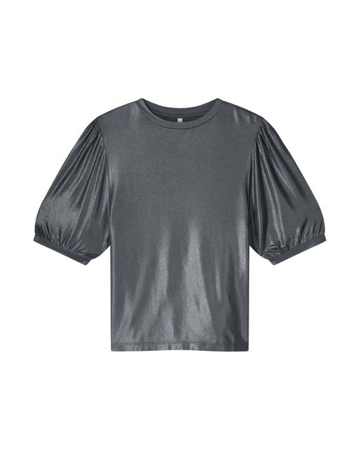 Summum Metallic Coated Jersey Top in het Gray