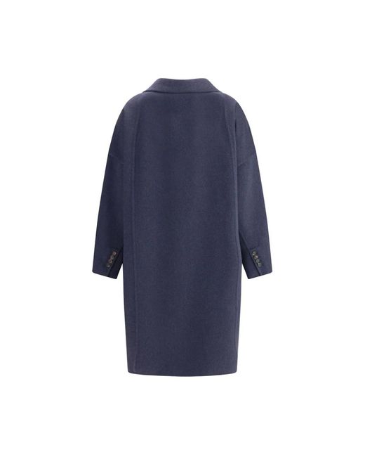 Brunello Cucinelli Kasjmier Double-Breasted Jas in het Blue