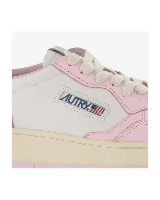 Autry Pink Vintage leder sneakers mit kontrastdetails