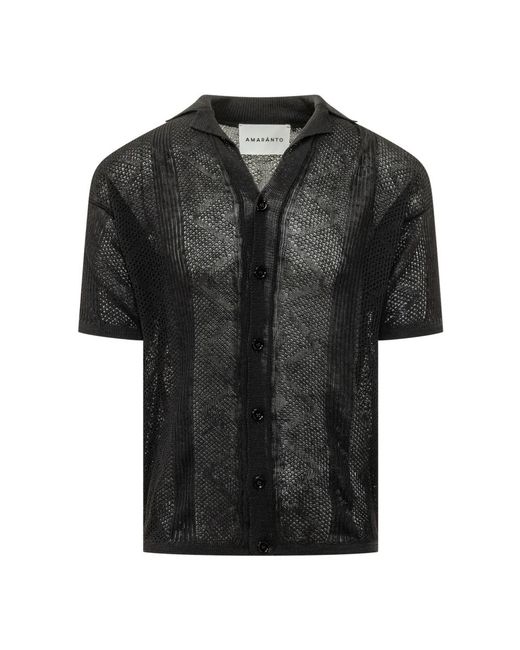 Amaranto Black Short Sleeve Shirts for men