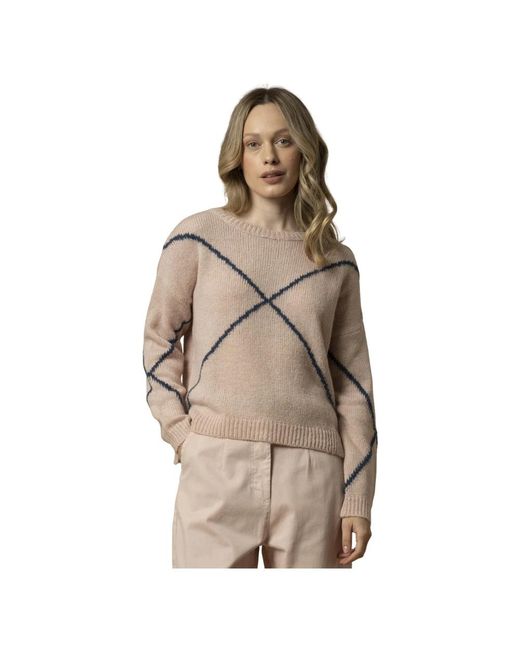 Kocca Criss-Cross Design Trui Met Lange Mouwen in het Natural