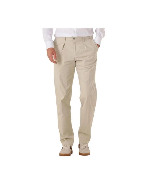 Profuomo Broeken ,Linnen Zand Chino Trouser Sportcord in het Natural voor heren