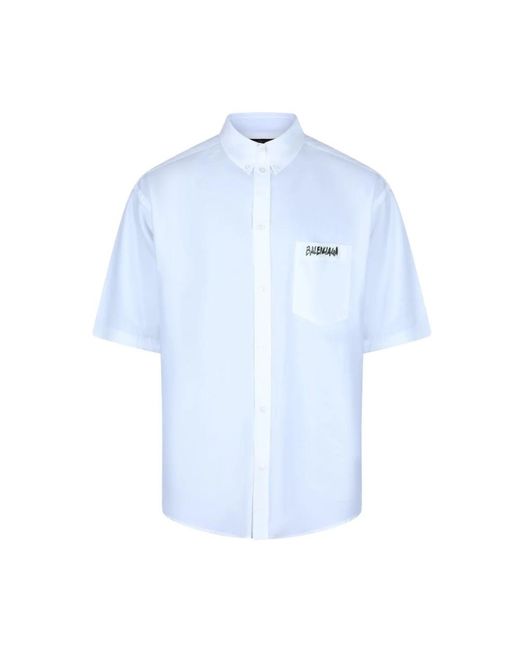 Balenciaga Blue Short Sleeve Shirts for men