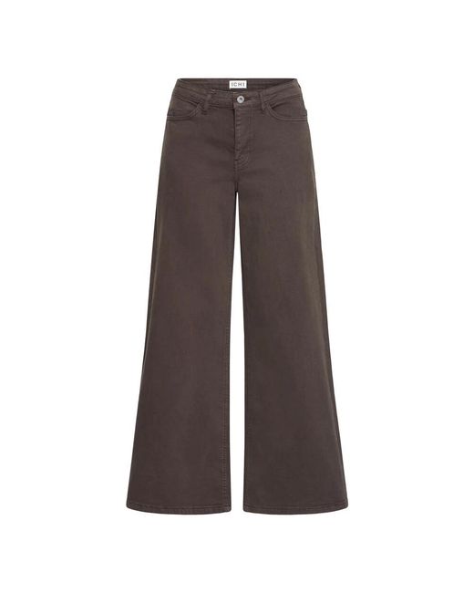Ichi Wide Jeans in het Brown