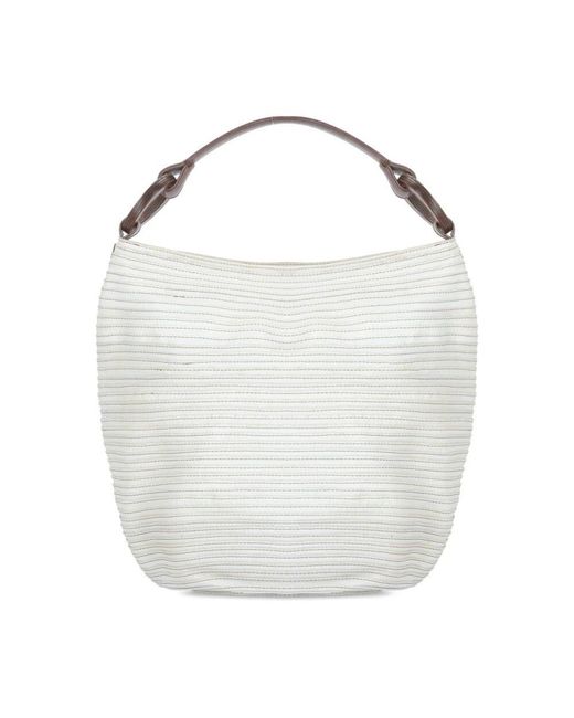 Majo White Graue Leder-Schultertasche Mit Griff