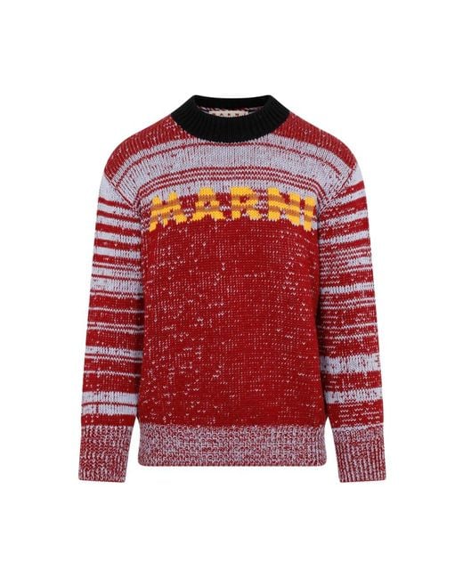 Marni Red Round-Neck Knitwear for men