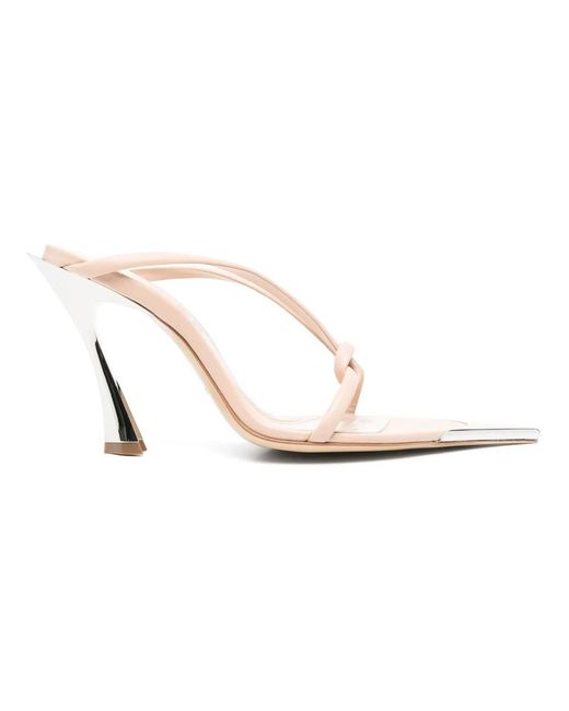 Mugler White Heeled Mules