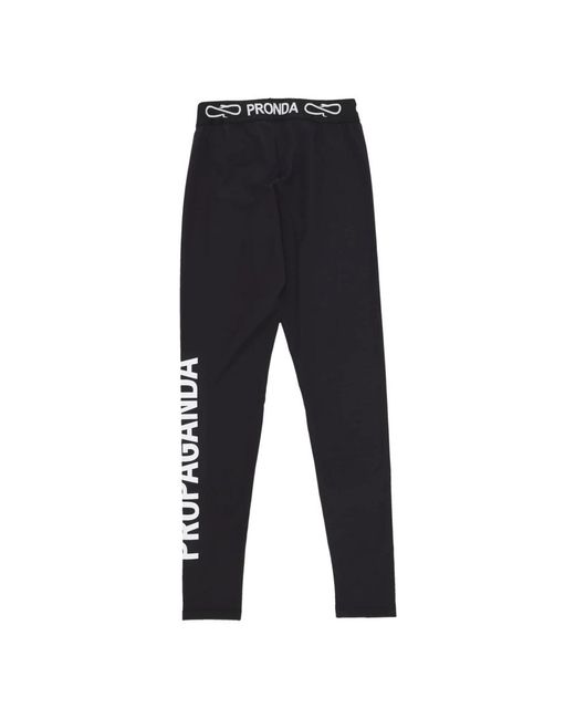 Propaganda Broeken ,Zwart ,Polyester Logo Print Zwarte Leggings Vrouwen in het Black
