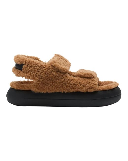 Moon Boot Brown Shearling Sandalen