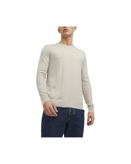 Jack & Jones Gray Round-Neck Knitwear for men