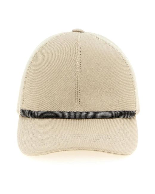 Brunello Cucinelli Natural Diagonal Pattern Baseball Cap