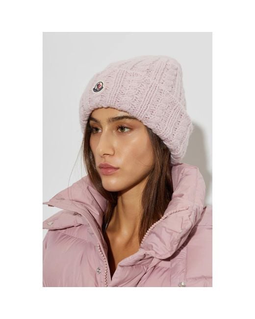 Moncler Pink Mütze Mit Logo-Patch