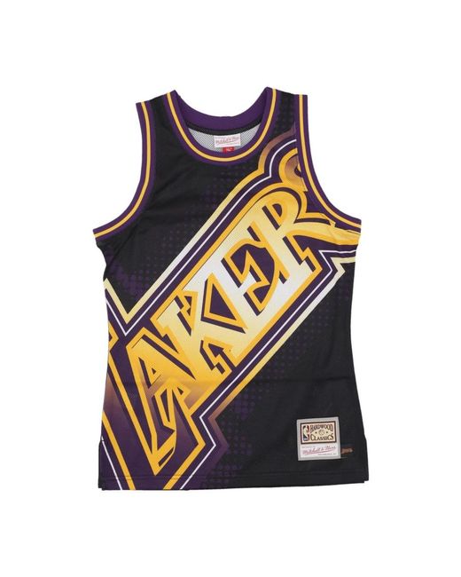 Mitchell & Ness Fitness ,Veelkleurig ,Polyester Nba Big Face Basketball Tank Top in het Black voor heren