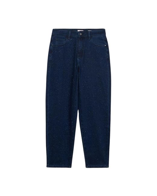 Oltre Jeans ,Blauw ,Katoen Regular Jeans Met Kristallen in het Blue