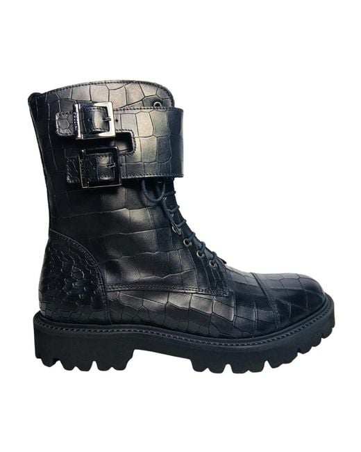 Pollini Blue Lace-Up Boots