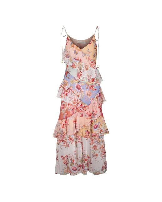 Zimmermann Kleedjes ,Veelkleurig ,Katoen Awaken Frilled Slip Dress in het Multicolor