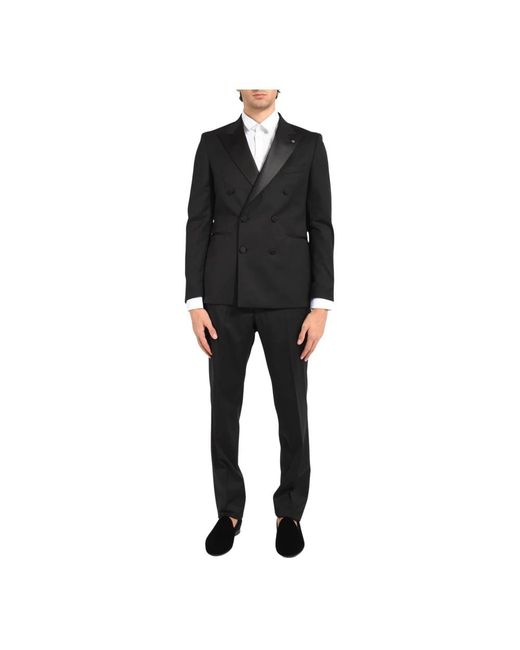 Tagliatore Black Double Breasted Suits for men