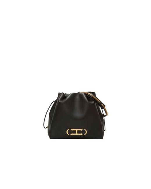 Carolina Herrera Black Weiche Eimer-Tasche Mit Initialen Insignia