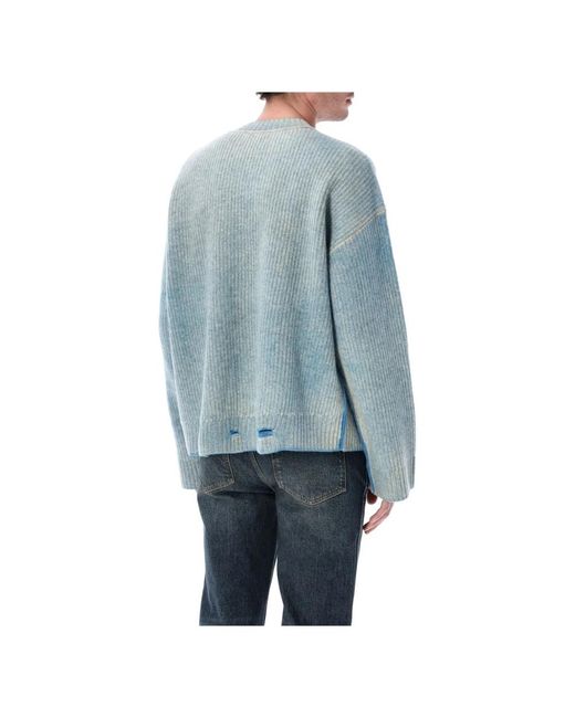 Represent Truien & Vesten ,Blauw ,Wol Reversible Fade Out Sweater in het Blue voor heren