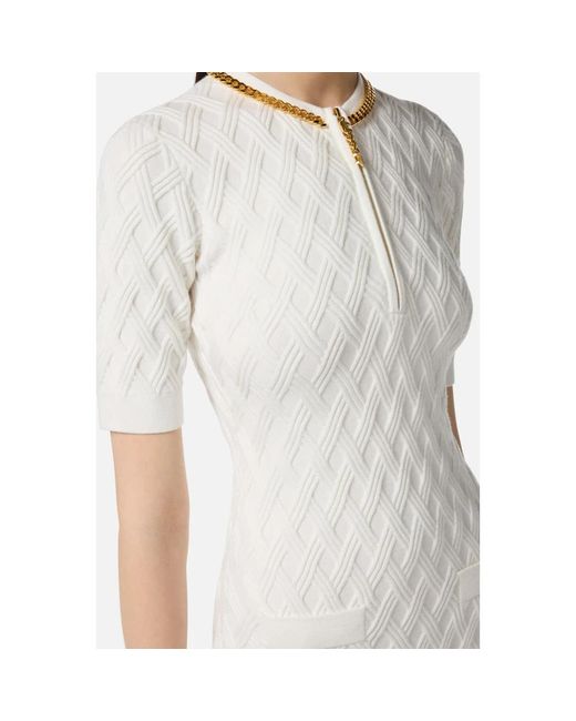 Elisabetta Franchi White Knitted Dresses