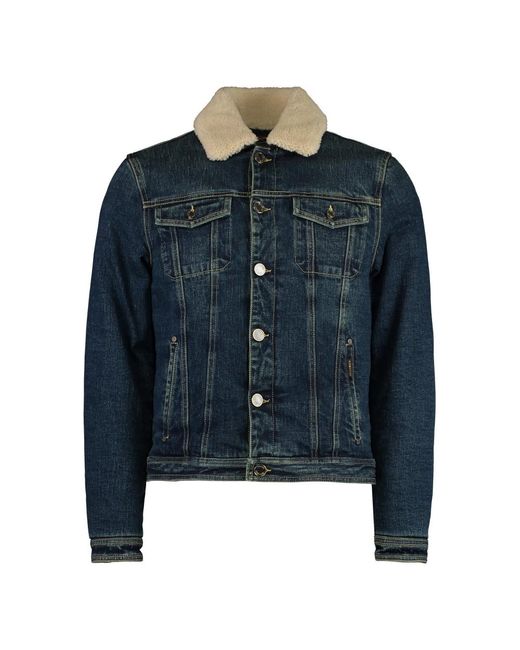 Moorer Jassen ,Blauw ,Katoen Gewatteerde Jas Met Schapenvacht Trim in het Blue voor heren