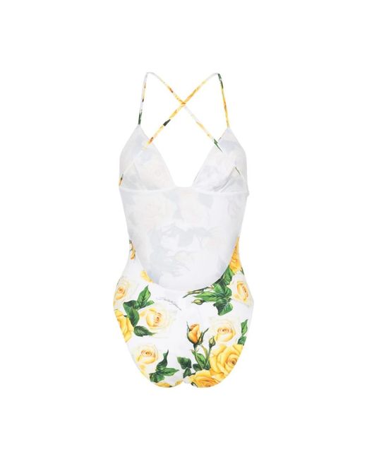 Dolce & Gabbana Yellow Blumenmuster dreieck cup badeanzug