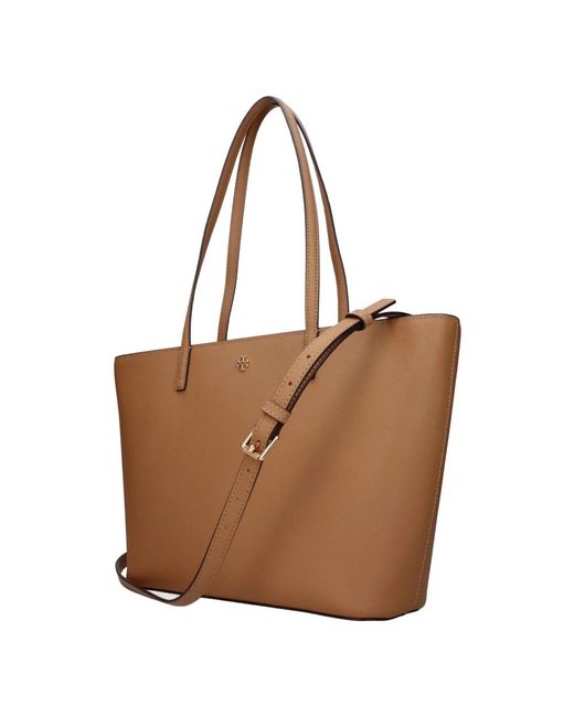 Tory Burch Brown Braune Leder-Schultertasche Mit Frontlogo