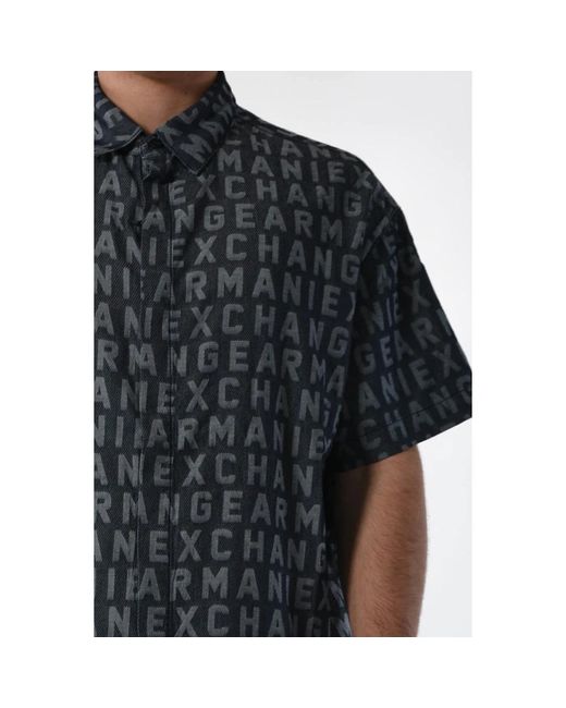 Armani Exchange Denim hemd mit frontknöpfen in Black für Herren