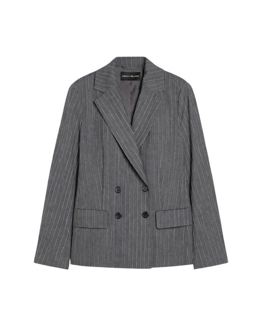 Pennyblack Double-Breasted Pinstripe Blazer in het Gray