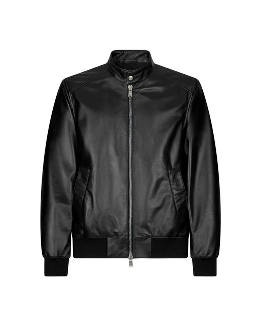 Dondup Black Leather Jackets for men