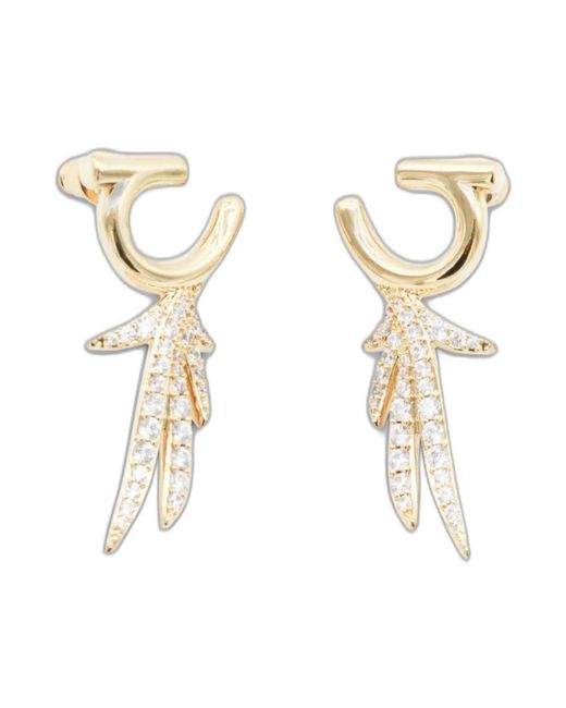 Ferragamo Accessoires ,Geel ,Leer Gancini Oorbellen Met Kristallen in het Metallic