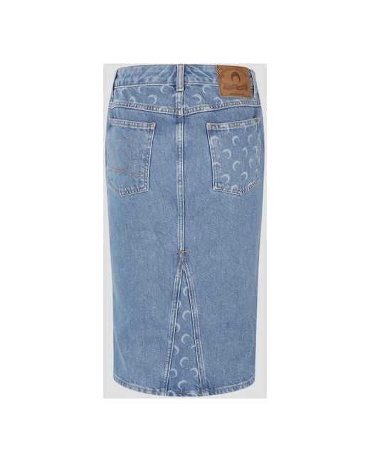 MARINE SERRE Blue Denim Skirts