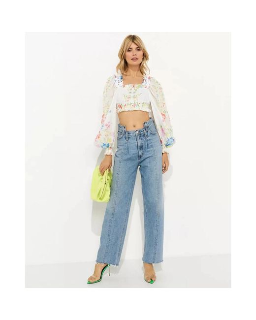 Charo Ruiz Witte Bloemen Crop Top in het White