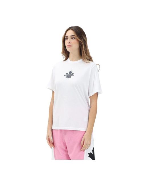 DSquared² White Weißes T-Shirt Mit Ikonischem Design