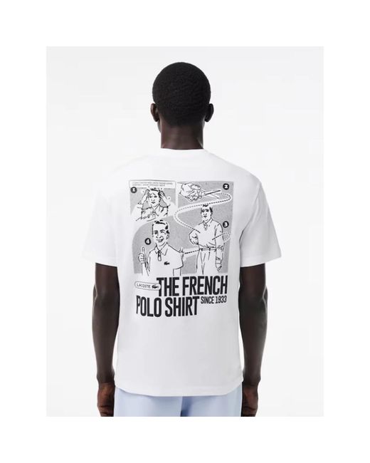 Lacoste T-shirt mit rückendruck aus schwerem baumwolljersey in White für Herren